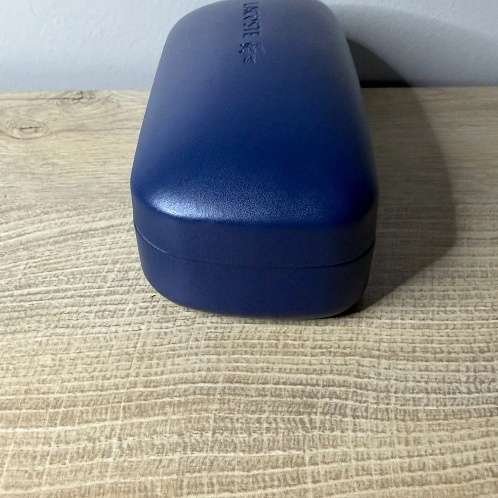 Lacoste‎ Navy Eyeglass Case Clamshell Sunglasses Holder Preppy Minimalist Luxe